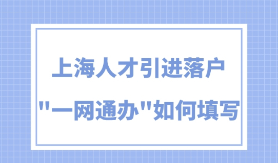 上海人才引进落户政策2023，“一网通办”应该如何填写？