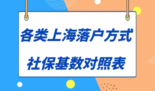 2023各类上海落户方式社保基数对照表！上海落户最新政策！